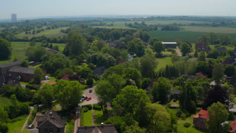 Aerial-view-of-suburbs-peaceful-residential-neighborhoods-area-in-Brodten,-Germany,-day