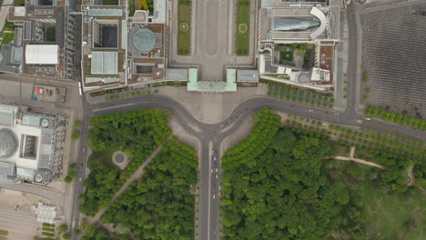 AERIAL:-Overhead-Top-down-View-of-Empty-Brandenburg-Gate-in-Berlin-Central-during-Coronavirus-COVID-19-Pandemic-and-Stay-at-Home-regulation-in-May-2020