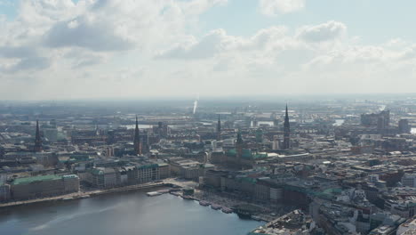 Panoramic-aerial-view-of-Hamburg-city-center-with-famous-landmarks-and-Jungfernstieg-by-the-Binnenalster-lake