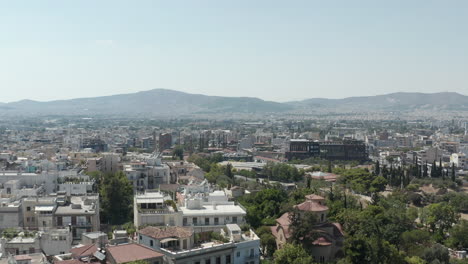 Aerial-Drone-View-over-Athens,-Greece-Cityscape-at-Daylight