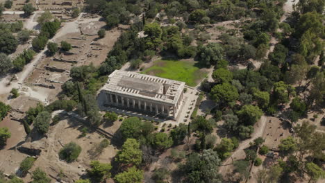Aerial-View-of-Ancient-Agora,-Athens-historic-center,-Attica,-Greece