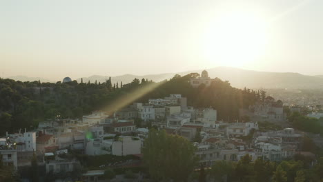 Athen-Antenne-Des-Hügels-Während-Der-Goldenen-Stunde-Des-Sonnenuntergangs