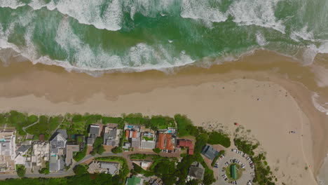 Overhead-shot-of-sea-coast-and-river-estuary.-Buildings-along-sand-beach-in-vacation-destination.-South-Africa